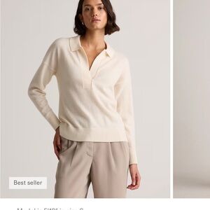 Quince Cream V-Neck Women's Sweater